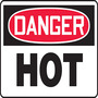 Safety Sign, DANGER HOT, 10" x 14", Adhesive Poly