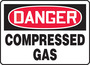 Safety Sign, Danger Compressed Gas, 7" X 10", Adhesive Poly