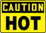 Safety Sign, Caution Hot, 7" X 10", Aluminum