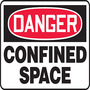 Safety Sign, Danger Confined Space, 10" X 14", Aluminum