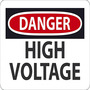 Safety Sign, DANGER HIGH VOLTAGE, 7" x 10", Plastic