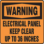 Safety Sign, Warning Electrical Panel Keep Clear Up To 36 Inches, 7" X 10", Plastic