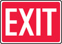 Safety Sign, Exit (White/Red), 7" X 10", Adhesive Poly