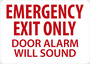 Safety Sign, Emergency Exit Only Door Alarm Will Sound, 10" X 14", Adhesive Poly