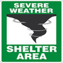 Safety Sign, Severe Weather Shelter Area, 14" X 10", Aluminum