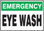 Safety Sign, Emergency Eye Wash, 10" X 14", Adhesive Poly