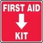 Safety Sign, First Aid Kit (Arrow), 10" X 14", Adhesive Poly
