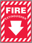 Safety Sign, Fire Extinguisher (Arrow), 10" X 7", Adhesive Poly