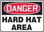 Safety Sign, Danger Hard Hat Area, 7" X 10", Plastic