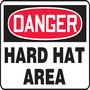 Safety Sign, Danger Hard Hat Area, 10" X 14", Aluminum
