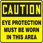 Safety Sign, Caution Eye Protection Must Be Worn In This Area, 7" X 10", Aluminum,