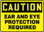 Safety Sign, Caution Ear And Eye Protection Required, 7" X 10", Plastic