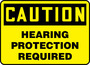 Safety Sign, Caution Hearing Protection Required, 7" X 10", Aluminum