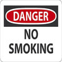 Safety Sign, DANGER NO SMOKING, 7" x 10", Adhesive Poly