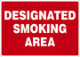Safety Sign, Designated Smoking Area, 10" X 14", Aluminum