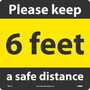 NMC WFS73 Walk-On Vinyl Floor Sign "KEEP A SAFE DISTANCE" 12" x 12"