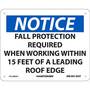 OSHA Sign Fall Protection Required 8"x10" Rigid Plastic