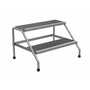 Vestil Aluminum 2 Step Knock Down Wide Stand 500 Lb. Cap, Silver