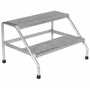 Vestil Aluminum 2 Step Wide Stand 500 Lb. Cap, Silver