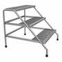 Vestil Aluminum 3 Step Knock Down Wide Stand 500 Lb. Cap, Silver