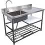 Vacmaster Steel VSSCSU Table/Sink Combo w/4" Backsplash, 24"x 48"x 34"