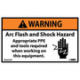 National Marker Company WGA35AP Warning Arc Flash and Shock Hazard PPE Required Sign, Vinyl, 3 in. H X 5 in. W