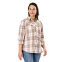 Berne WSH33 Women's Flex UPF Button Down Plaid Long Sleeve Shirt, XS, Plaid Driftwood