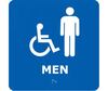 Men and Wheelchair Symbol Bathroom Sign, Styrene Plastic/PVC