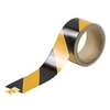 Warning Tape, Reflective Vinyl, Diagonal Striped, Black / Yellow, 2 in, 5 yds