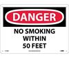 Danger No Smoking Within 50 Feet Sign, Rigid Plastic
