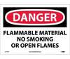 Danger Flammable Material No Smoking or Open Flames Sign, Vinyl