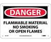Danger Flammable Material No Smoking Or Open Flames Sign, Plastic