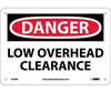 Danger Low Overhead Clearance Sign, Rigid Plastic