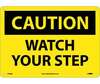 Caution Watch Your Step Sign Rigid Plastic Yellow and Black 10" x 14"