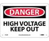 Danger High Voltage Keep Out Sign, Rigid Plastic