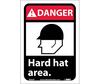Danger Hard Hat Area Sign, Vinyl