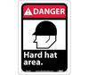 Danger Hard Hat Area Sign, Rigid Plastic