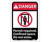 Danger Permit Required Confined Space Do Not Enter Sign, Vinyl
