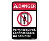 Danger Permit Required Confined Space Do Not Enter Sign, Plastic