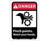 Danger Pinch Points Watch Your Hands Sign, Vinyl