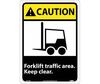Caution Forklift Traffic Area Keep Clear Sign, Rigid Plastic