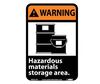 Warning Hazardous Materials Storage Area Sign, Vinyl