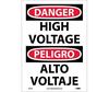 Danger High Voltage Sign, Bilingual, Vinyl
