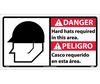 Danger Hard Hats Required In This Area Sign, Bilingual, Vinyl