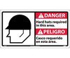 Danger Hard Hats Required, Bilingual, Rigid Plastic