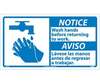 NMC NBA8P Bilingual Vinyl Sign "Notice Wash Hands", 10" x 18"