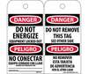 Do Not Energize Bilingual Accident Prevention Tag Do Not Remove NMC