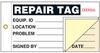 Machine Tag, English, REPAIR TAG, Cardstock, Black on White, 3-1/8 in, 6-1/4 in