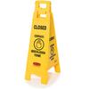 Rubbermaid FG611478 Yellow Multilingual Closed Floor Sign 4-Sided 38"