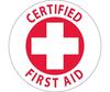 Certified First Aid Hard Hat Emblem, Vinyl